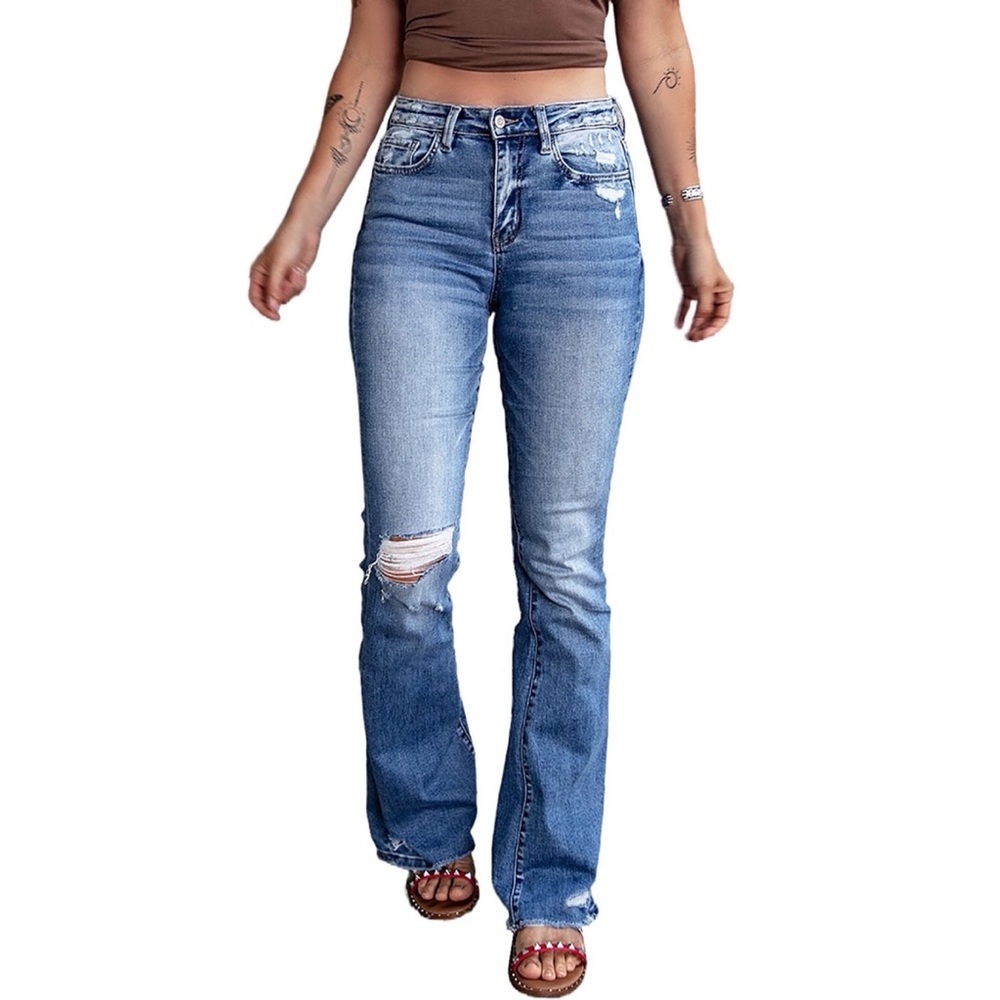 Blue Distressed Flare Jeans (US 8-10) M